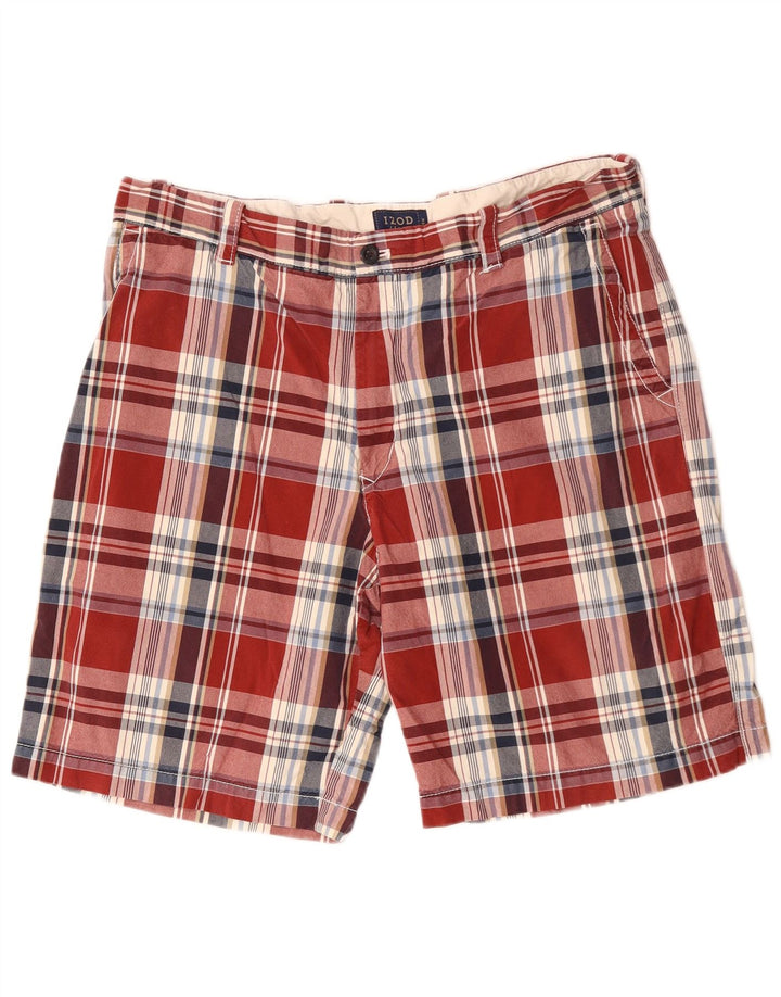 IZOD Chino Shorts til mænd W38 XL rødternet bomuld