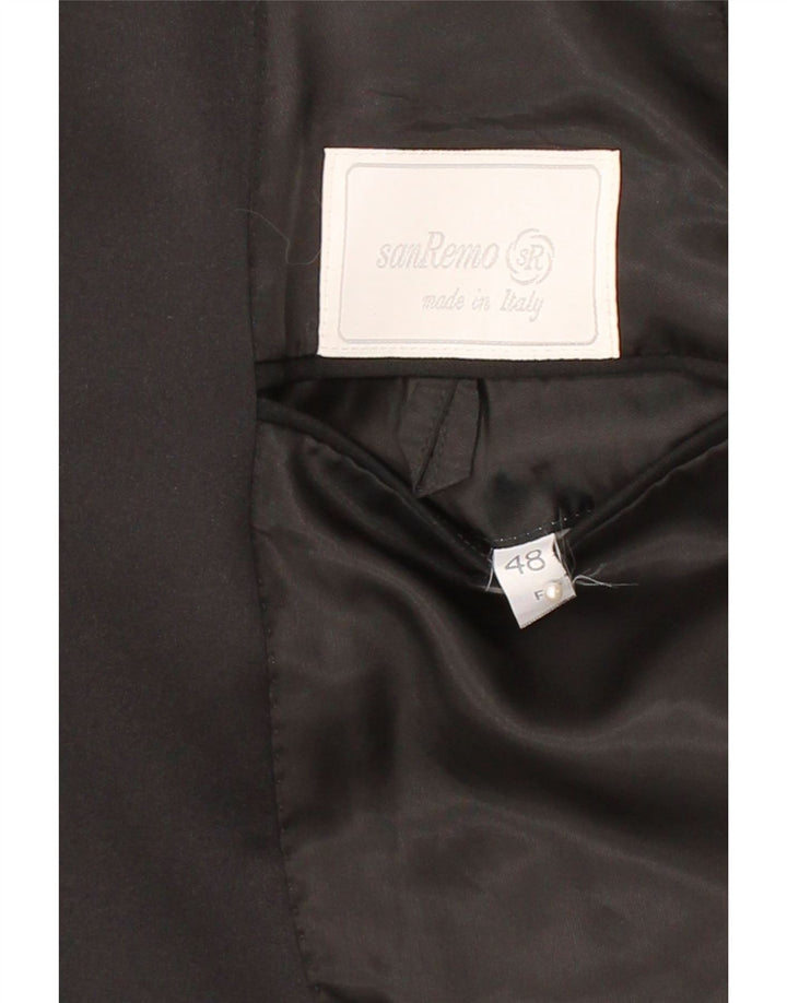 SAN REMO Mens 1 Button Blazer Jacket IT 48 Medium Black Wool Vintage San Remo and Second-Hand San Remo from Messina Hembry 