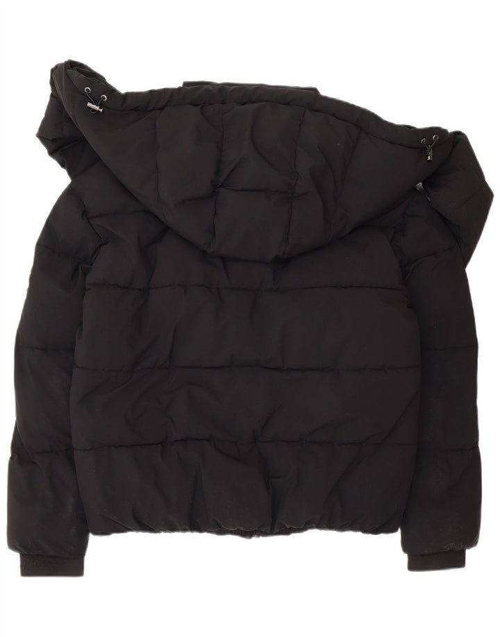 Dkny Dame Hætte Polstret Jakke UK 6 XS Sort Polyester Vinter