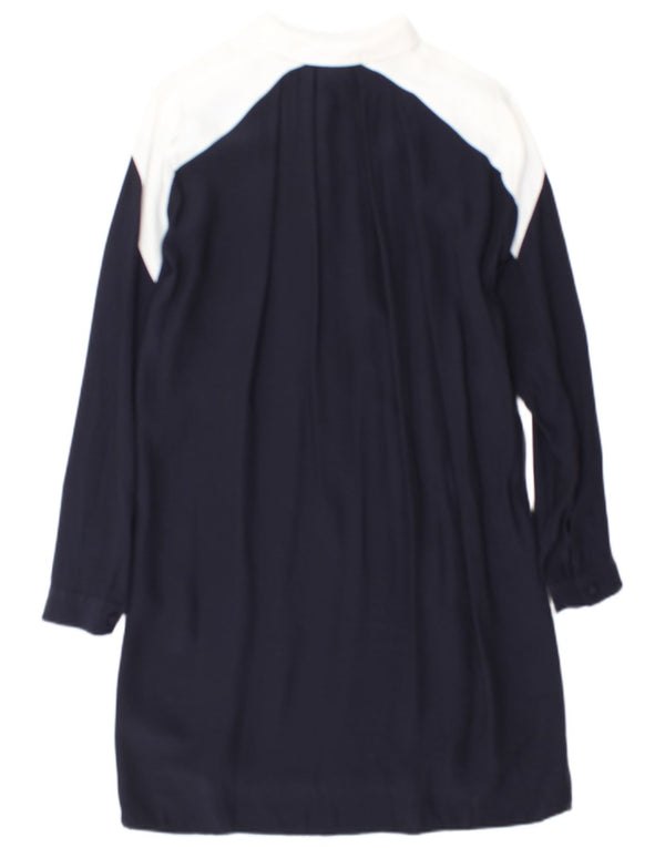 Topshop Kvinders Oversized Skjortekjole UK 8 Small Navy Blue Colourblock