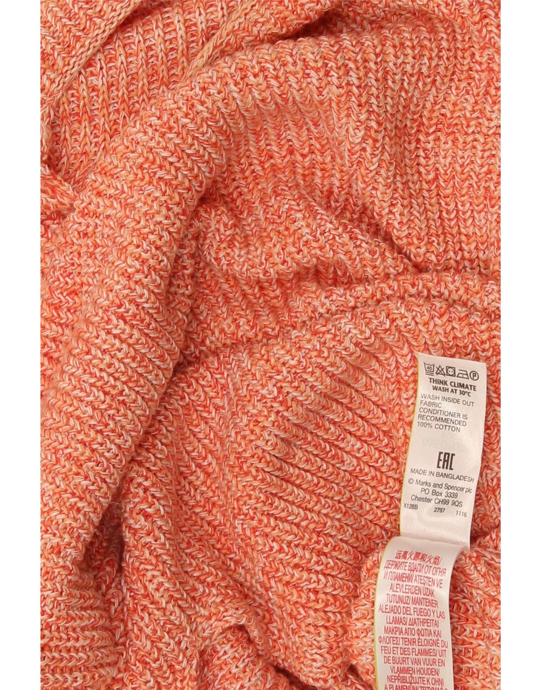 Marks & Spencer Dame Boat Neck Jumper Sweater UK 14 Medium Orange Flecked