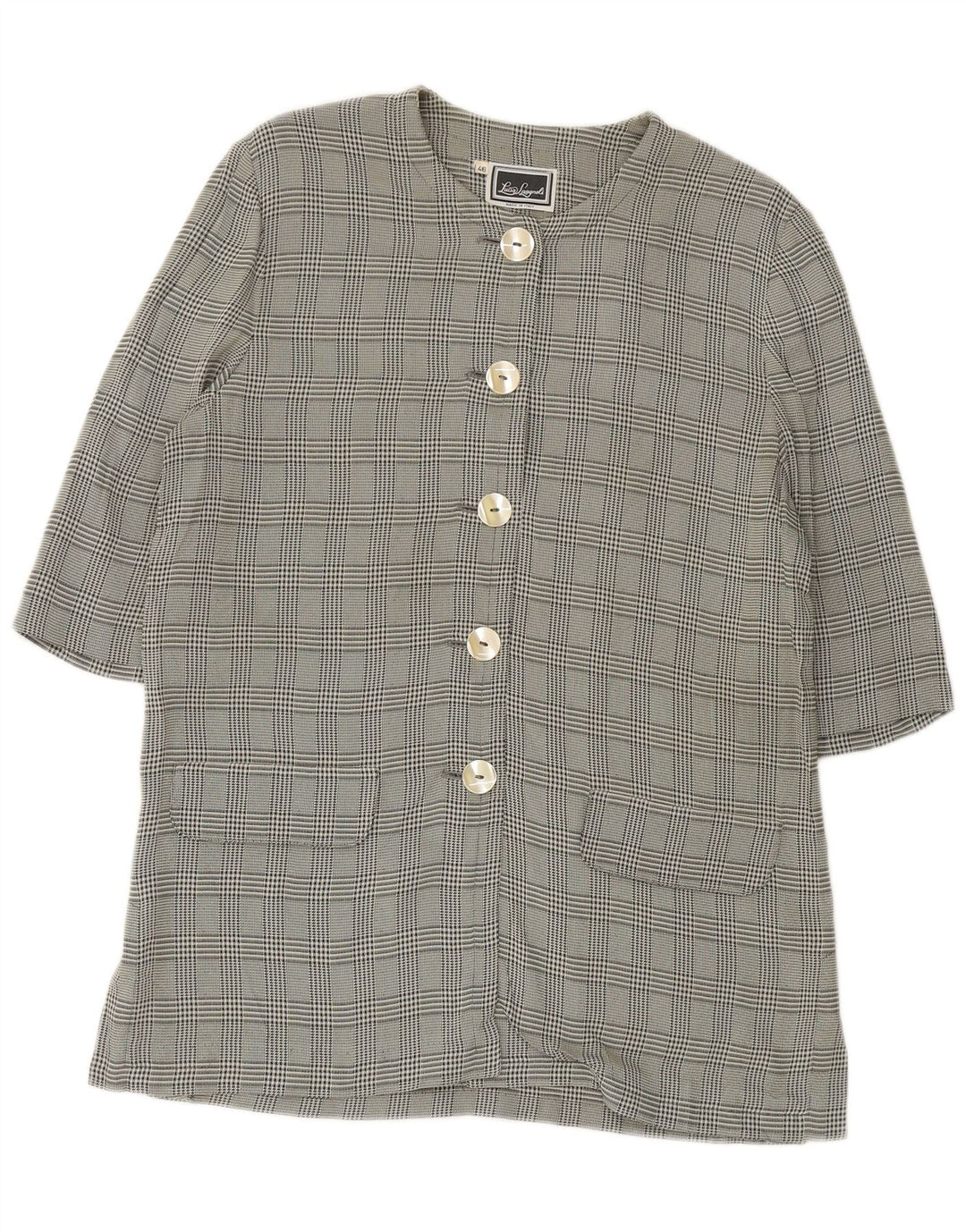 LUISA SPAGNOLI Dame 3/4 ærmet blazerjakke IT 46 Stor grøn ternet