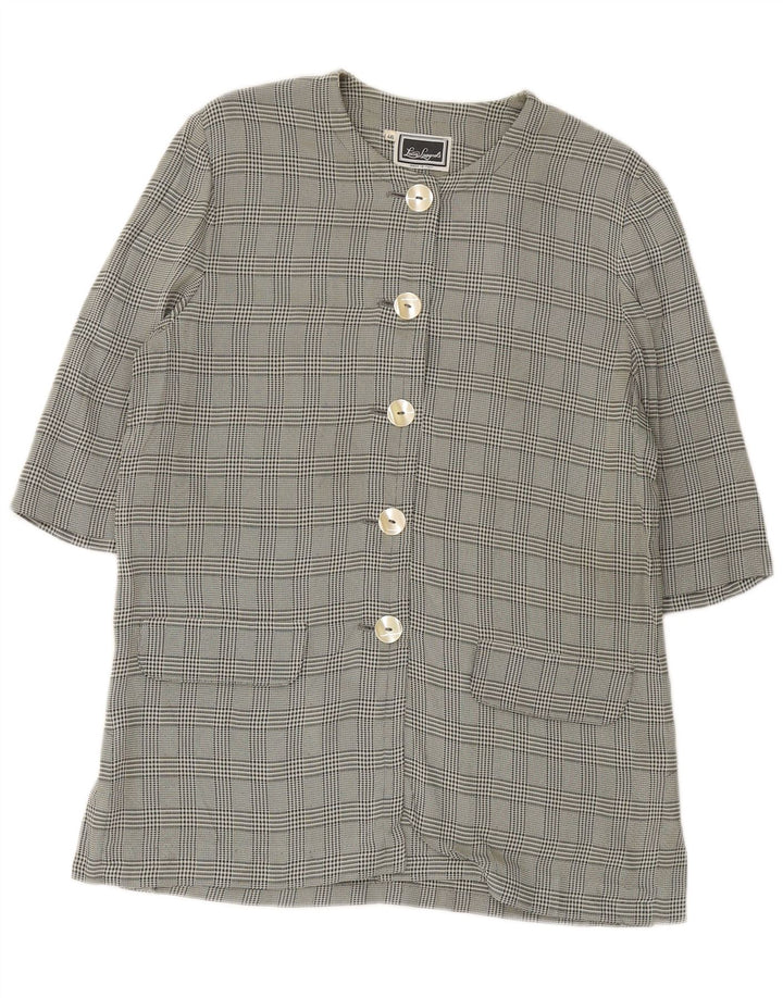 LUISA SPAGNOLI Dame 3/4 ærmet blazerjakke IT 46 Stor grøn ternet