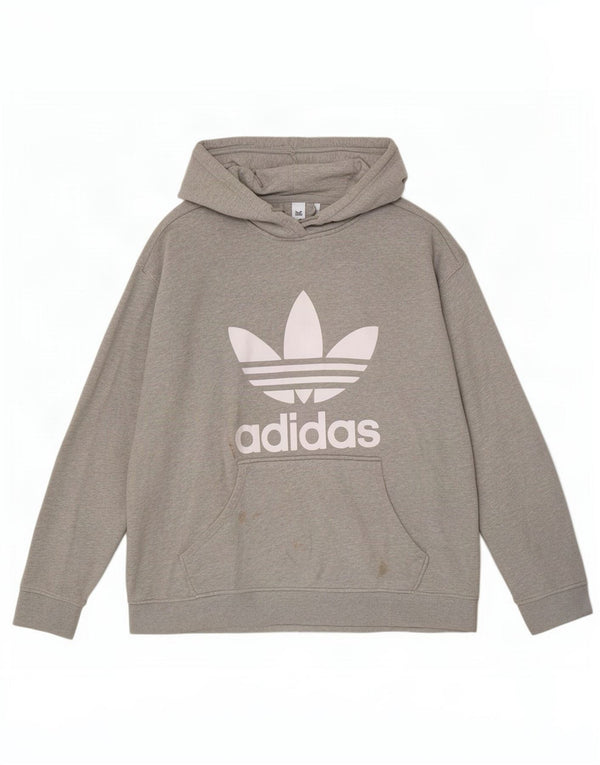 Adidas grafisk oversized hættetrøjetrøje til kvinder UK 28/30 3XL Grå Flecked