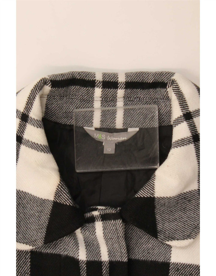Marks & Spencer Womens Overcoat UK 12 Medium Black Check