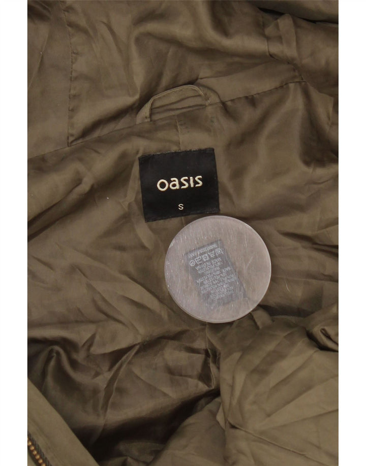 Oasis Dame Hooded Parka Jacket UK 10 Small Khaki Polyester