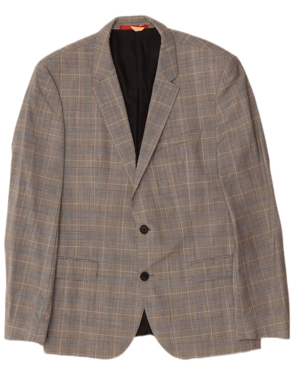 Hugo Boss Herre 2-knaps blazerjakke EU 52 XL Grå Houndstooth Uld