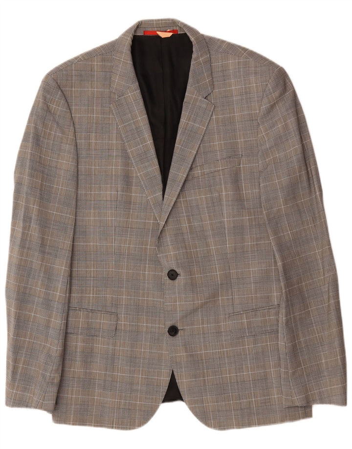 Hugo Boss Herre 2-knaps blazerjakke EU 52 XL Grå Houndstooth Uld