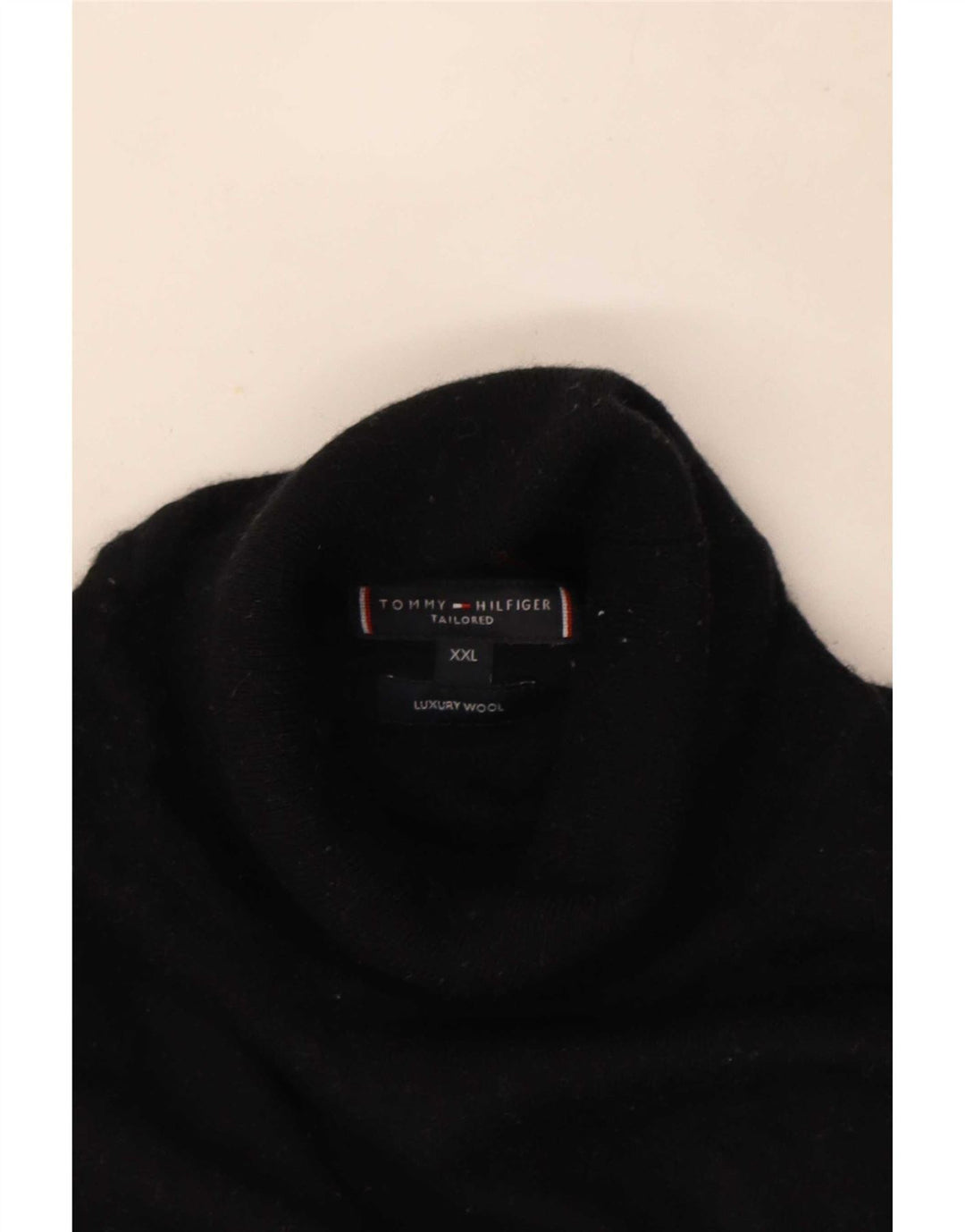 Tommy Hilfiger Herre Roll Neck Jumper Sweater 2XL Sort Uld