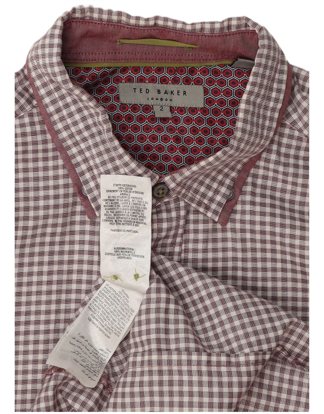 Ted Baker Herreskjorte str. 2 Lille Burgundy Gingham Cotton
