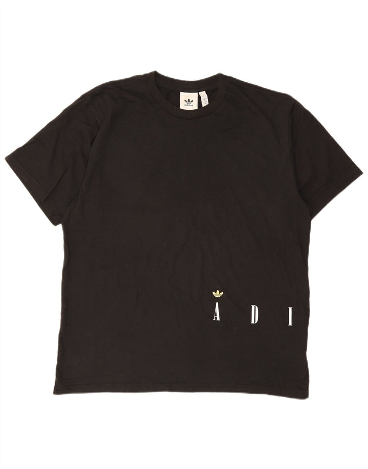 ADIDAS Mens Graphic T-Shirt Top XL Black Cotton
