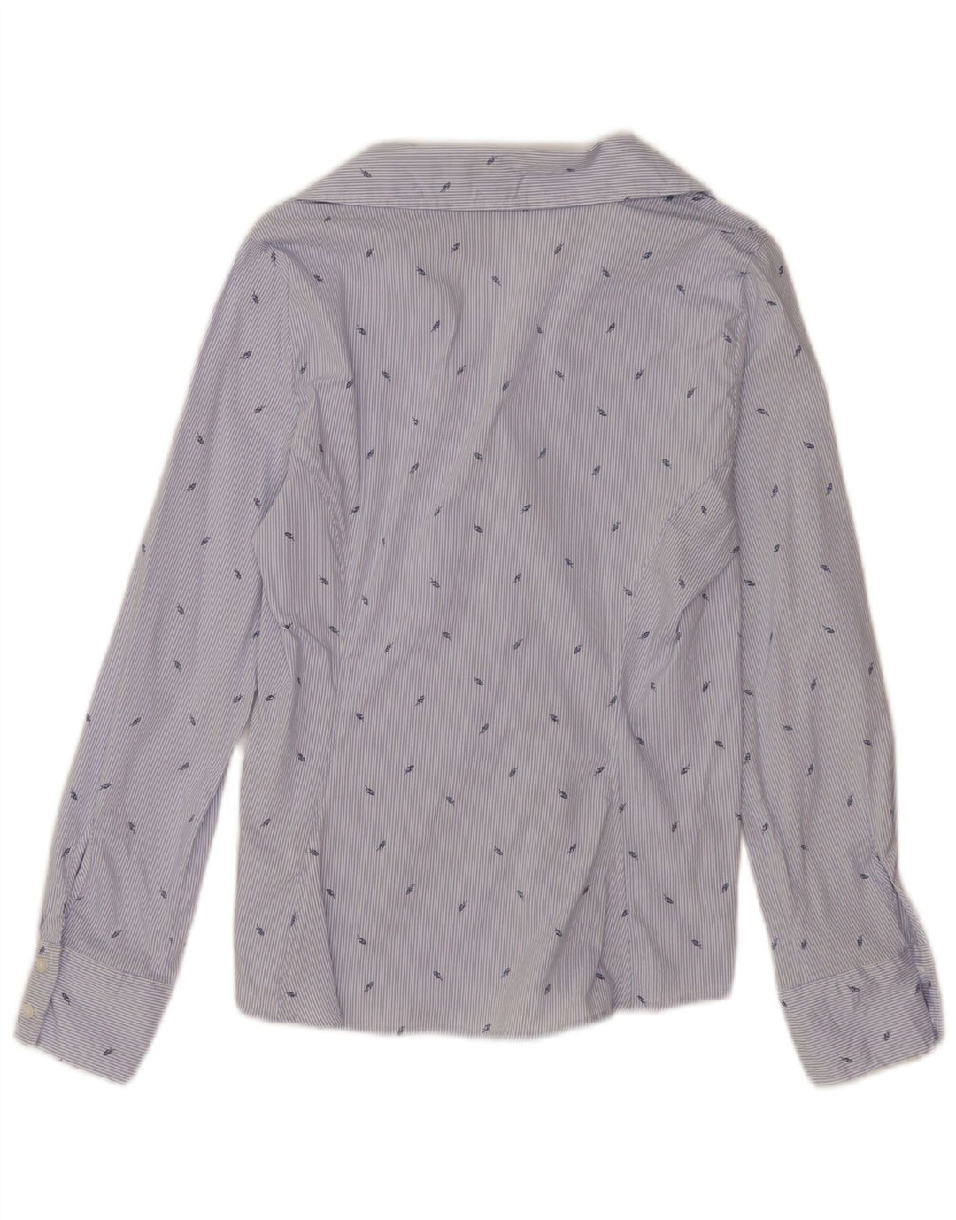 Zara Dameskjorte UK 12 Medium Blue Pinstripe Bomuld