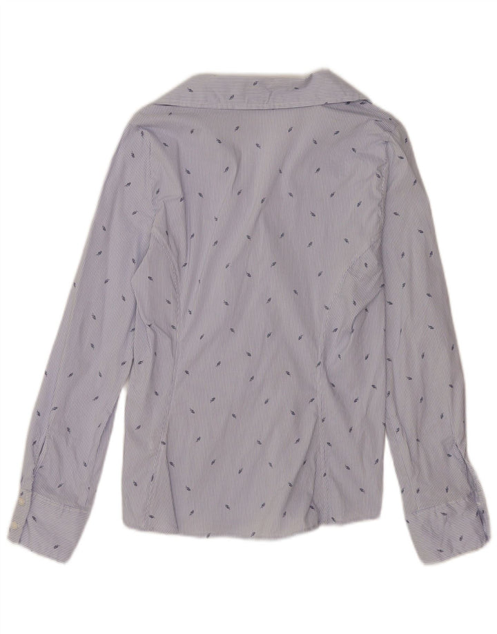 Zara Dameskjorte UK 12 Medium Blue Pinstripe Bomuld