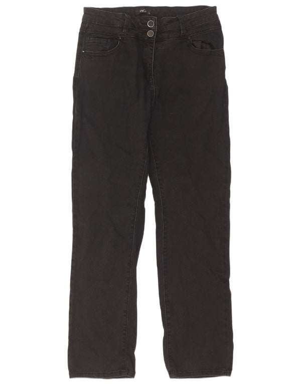 M&Co Dame Højtaljede Lige Jeans UK 12 Medium W30 L30 Sort