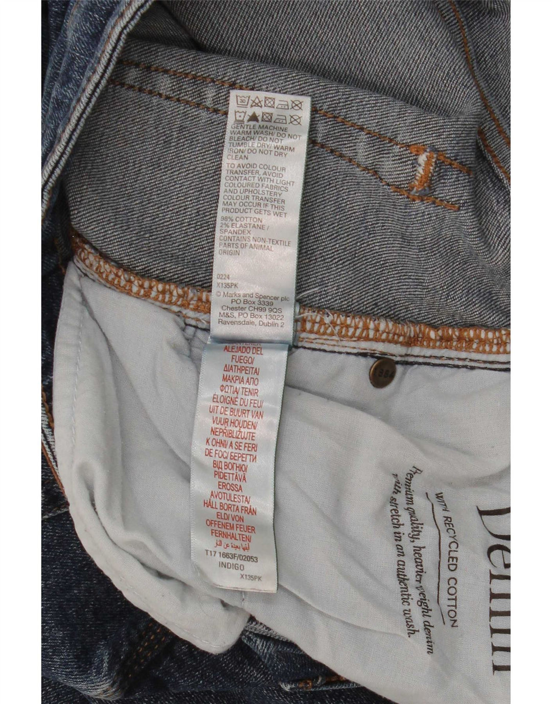 Marks & Spencer Herre Straight Jeans SW38 L31 Blå Bomuld