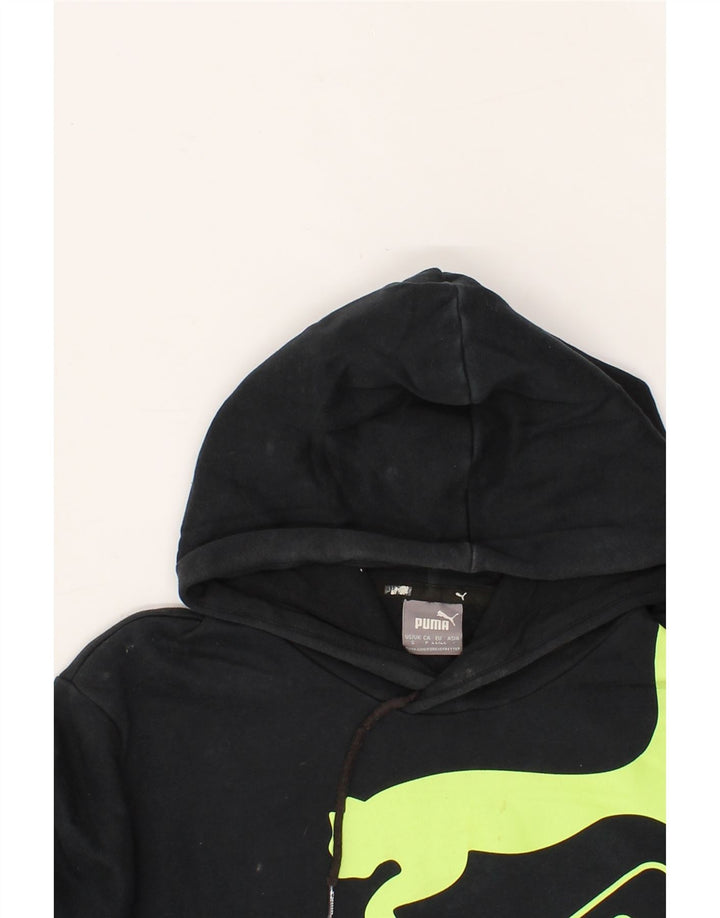 PUMA Mens Graphic Hoodie Jumper Small Black Cotton Vintage Puma and Second-Hand Puma from Messina Hembry 