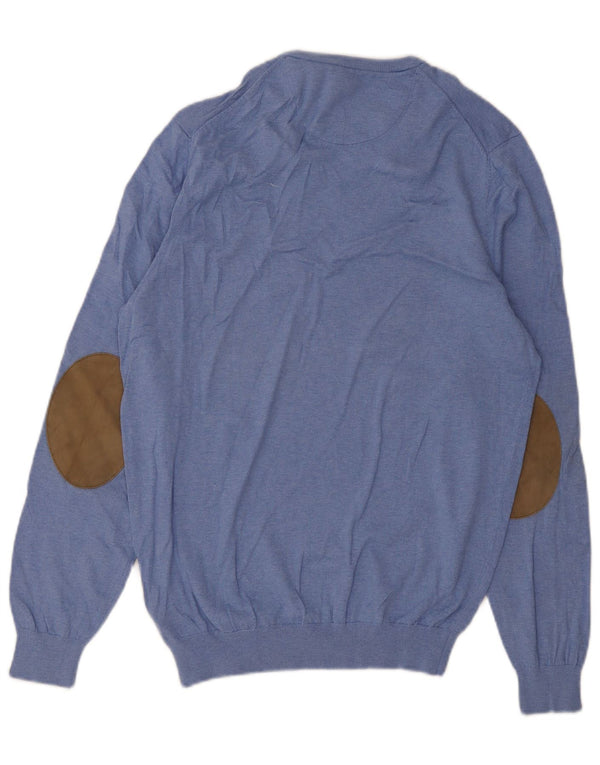 Massimo Dutti Herre V-hals sweater Medium Blå Bomuld