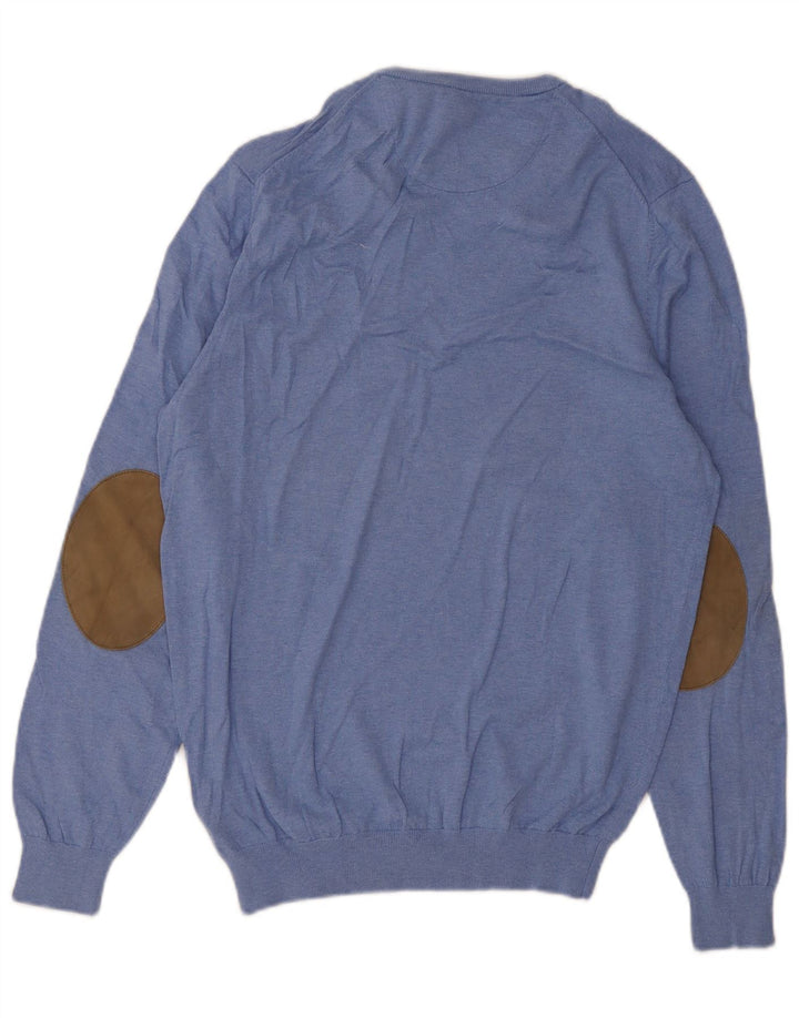 Massimo Dutti Herre V-hals sweater Medium Blå Bomuld