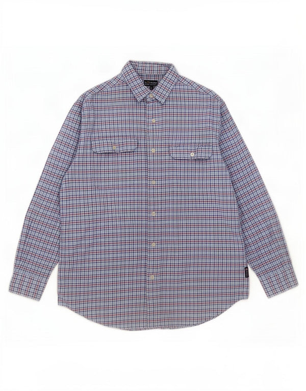 Chaps Mens Shirt Medium Blue Check Cotton