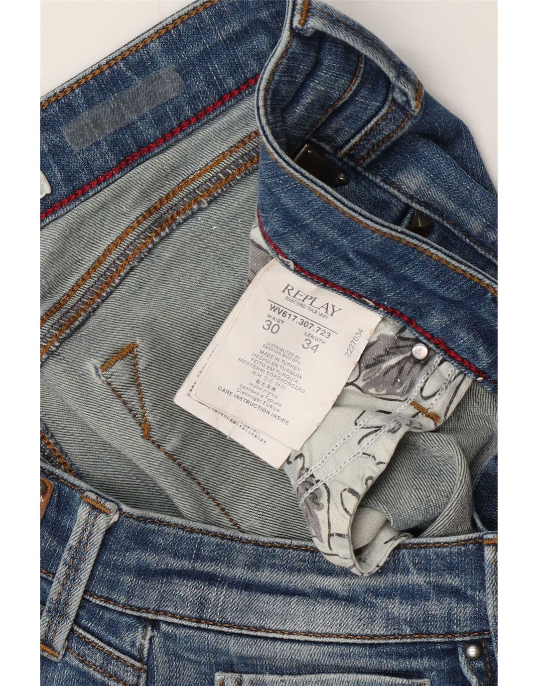 Replay Womens Distressed Slim Jeans W30 L34 Blue Cotton