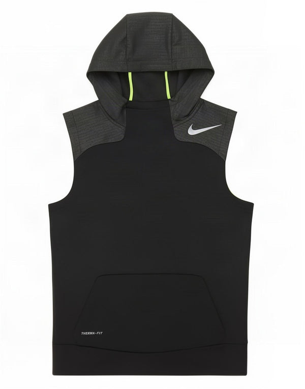 Nike Boys Therma-Fit Hooded Vest Top 12-13 Years Large Black Colourblock