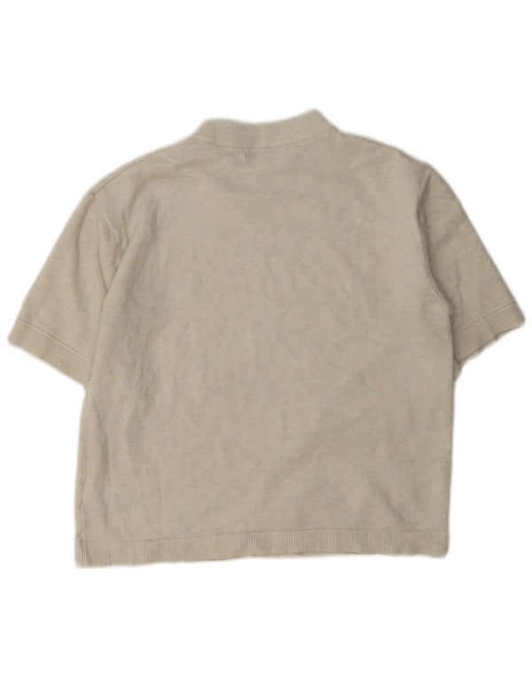 Marks & Spencer Womens Short Sleeve Sweatshirt Jumper UK 14 Medium Beige