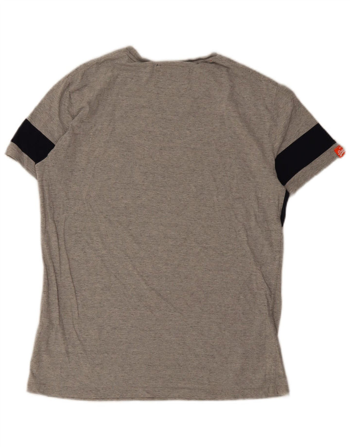 Superdry T-shirt top til mænd, stor grå farveblok bomuld