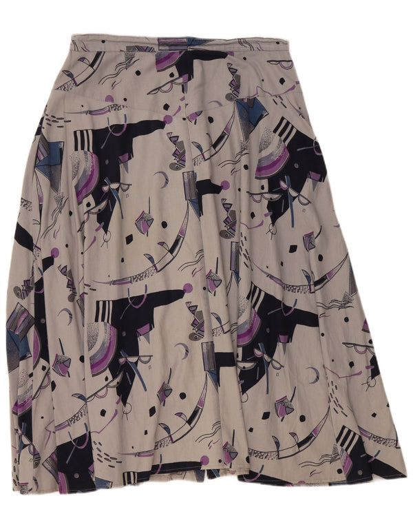 VINTAGE A-line nederdel W32 med høj talje til kvinder, stor grå, geometrisk