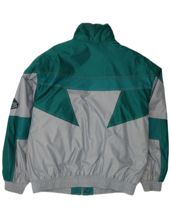 Vintage Herre grafisk skijakke EU 48 Medium Green Colourblock Polyamid