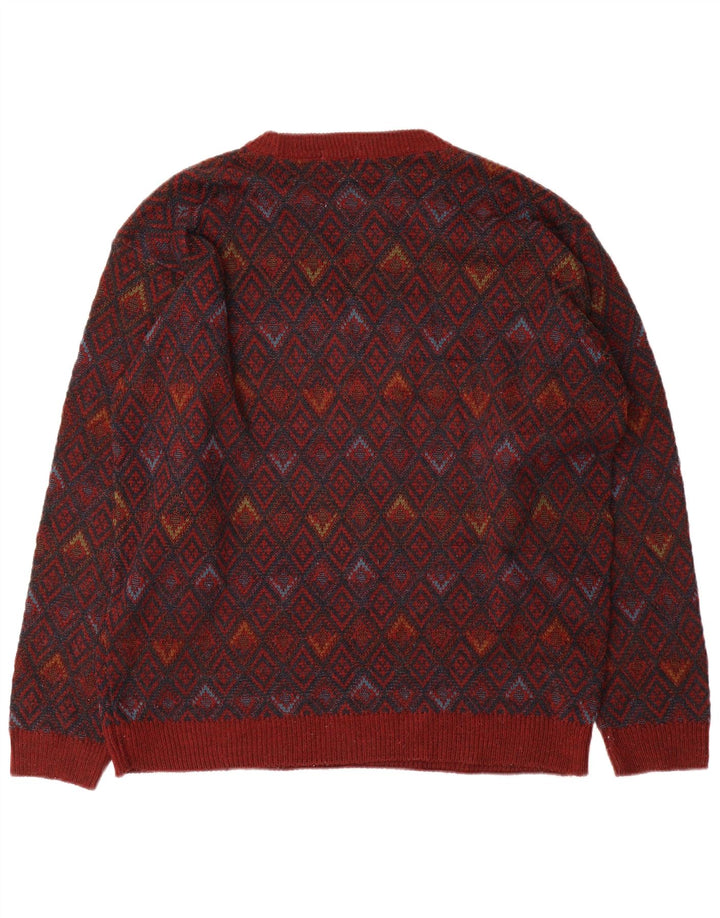 Marks & Spencer Herre sweater med rund hals, stor rød geometrisk akryl
