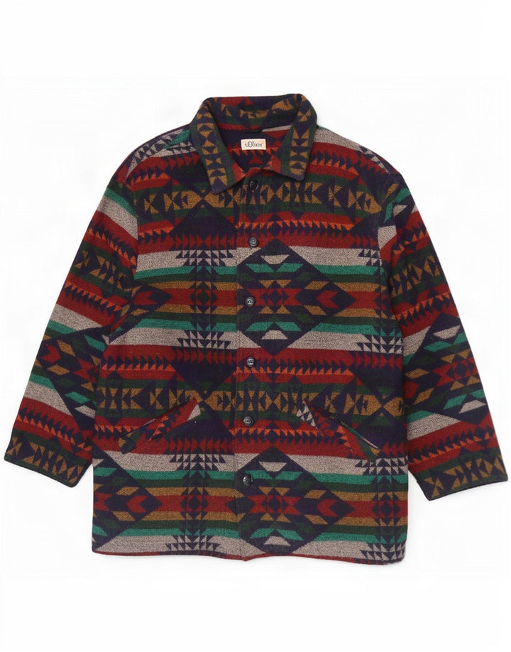 S.Oliver Herre Overfrakke UK 40 Large Multicolor Fair Isle Wool