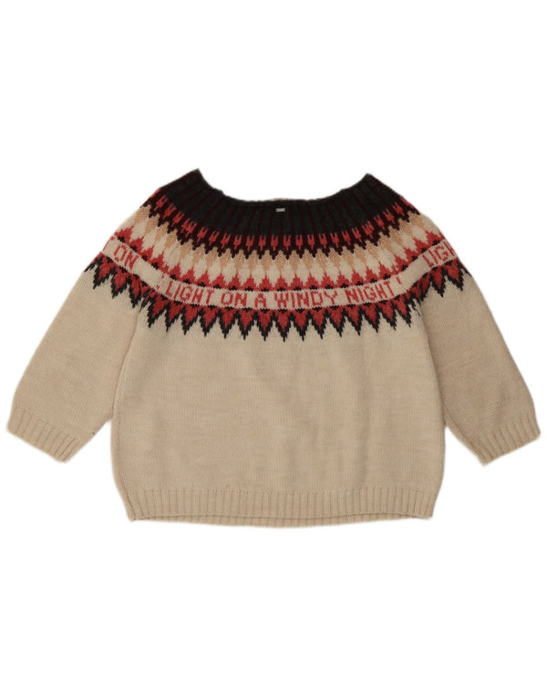Gaudi Womens Oversized Crop Boat Neck Jumper Sweater UK 10 Small Off White