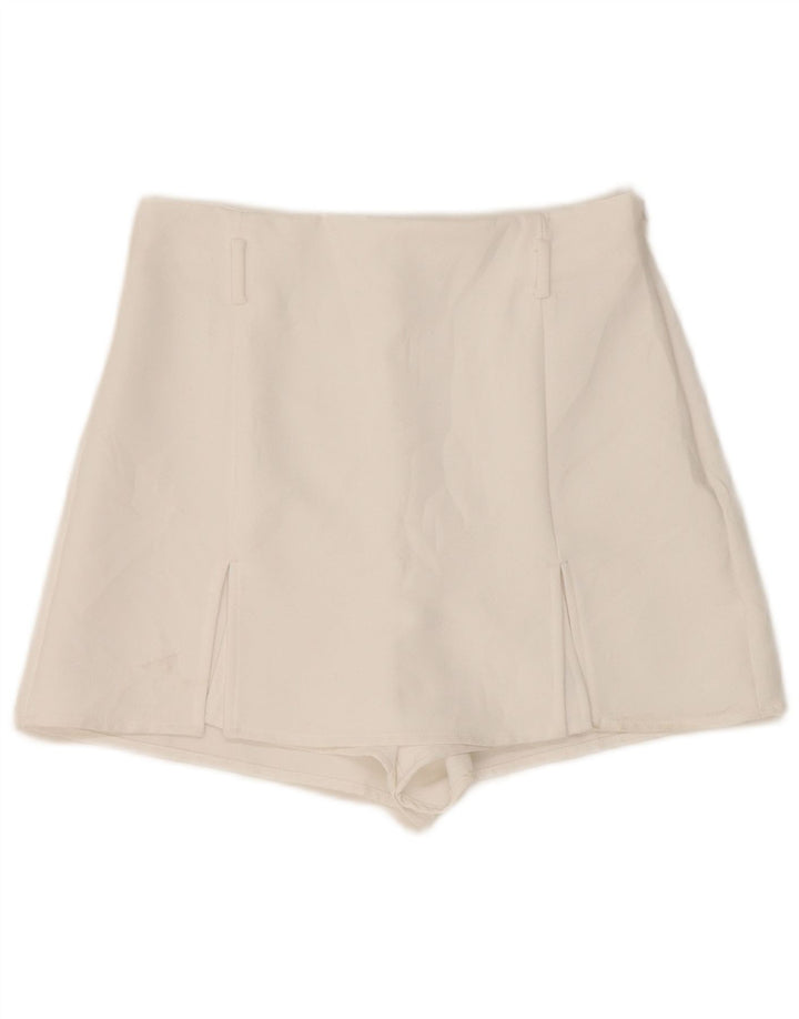 Zara Kvinder Højtalje Casual Shorts Små W26 hvid polyester