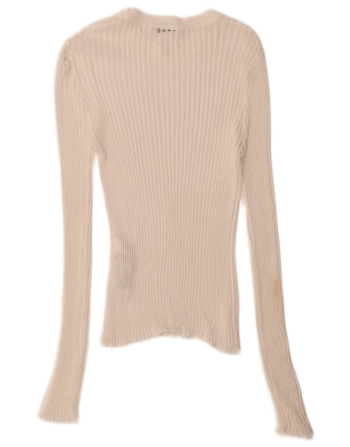 Zara Dametop Langærmet UK 8 Small White Viscose