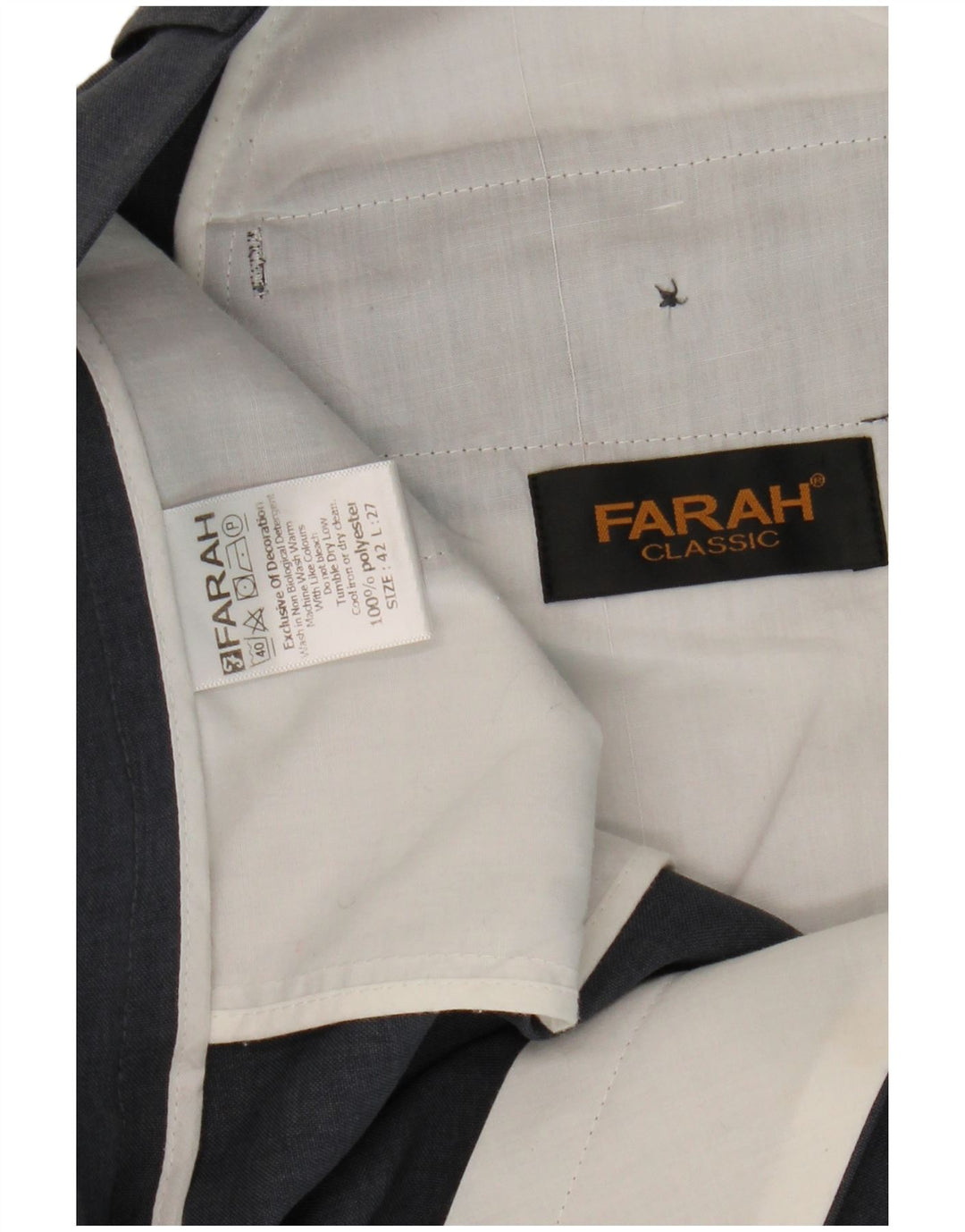 Farah Herre Straight Cropped Trousers W42 L27 Grå Polyester