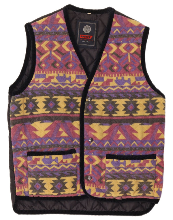 Master Herre Fleece Quiltet Gilet UK 38 Medium Flerfarvet Geometrisk
