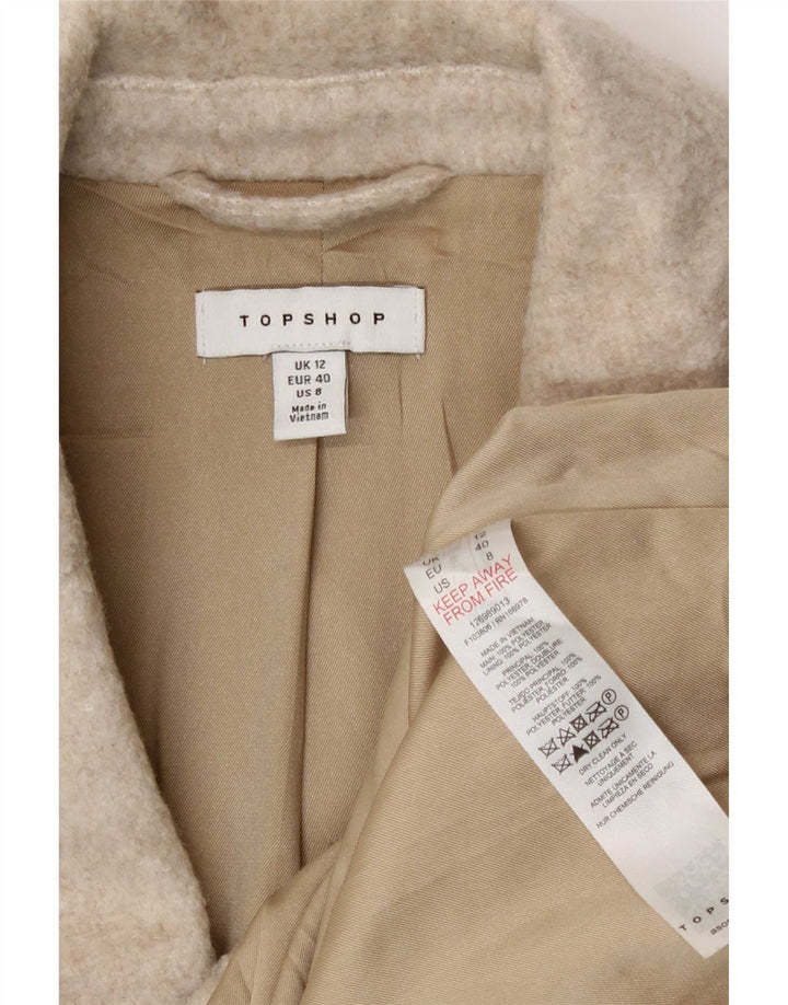 Topshop Dame 3 Button Blazer Jacket UK 12 Medium Beige Polyester