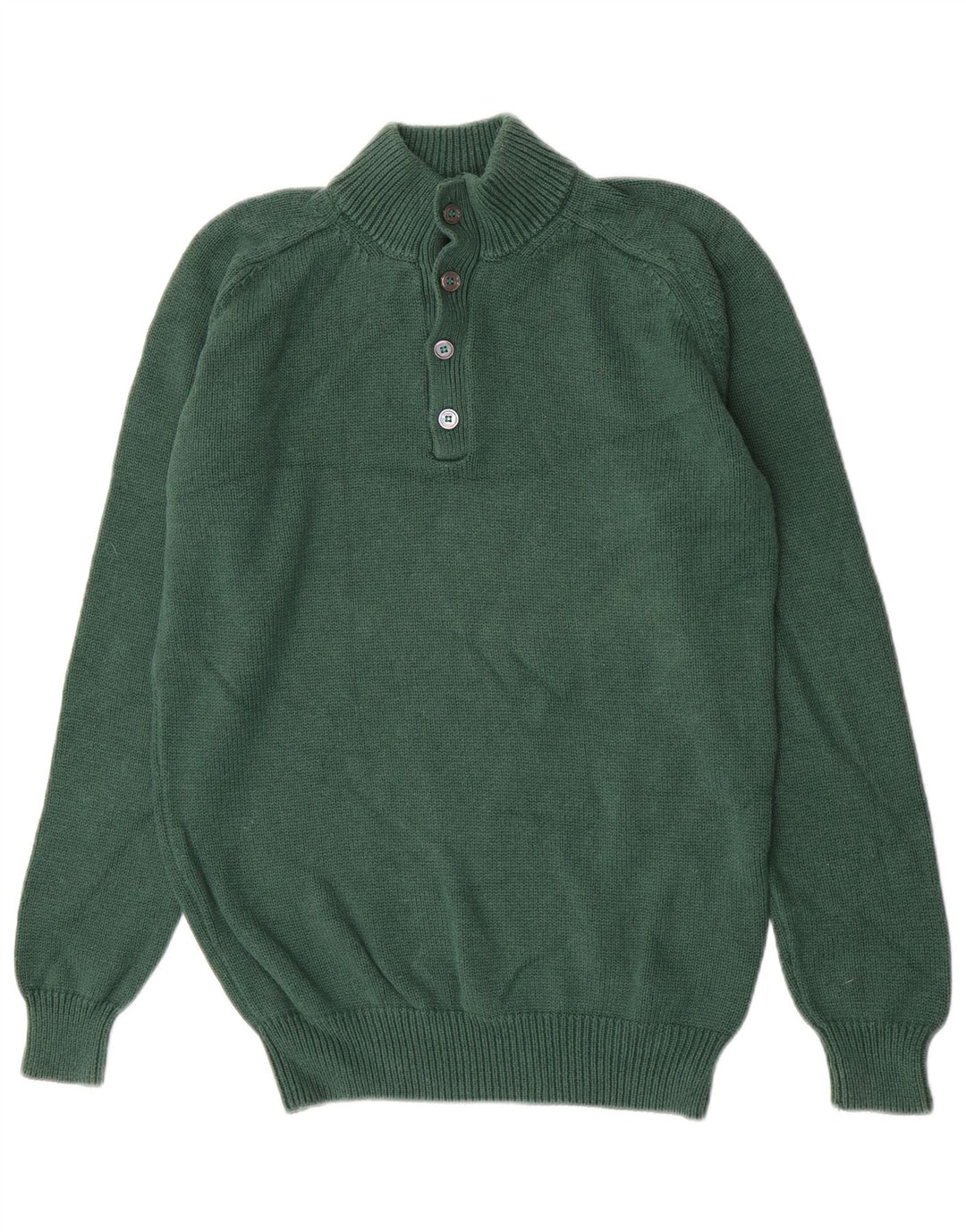 Massimo Dutti Herre Button Neck Jumper Sweater Stor Grøn Bomuld