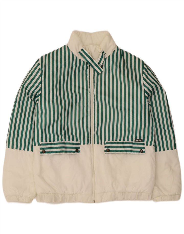 Vintage bomberjakke til mænd IT 46 Lille grøn stribet polyester