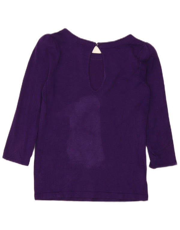 Topshop Womens Crop Top 3/4 ærme UK 10 Small Purple Viscose