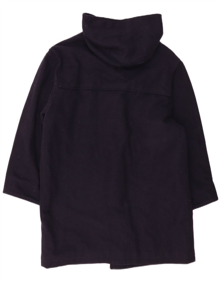 Vintage Herre Hooded Loose Fit Duffle Coat IT 48 Medium Navy Blue Wool