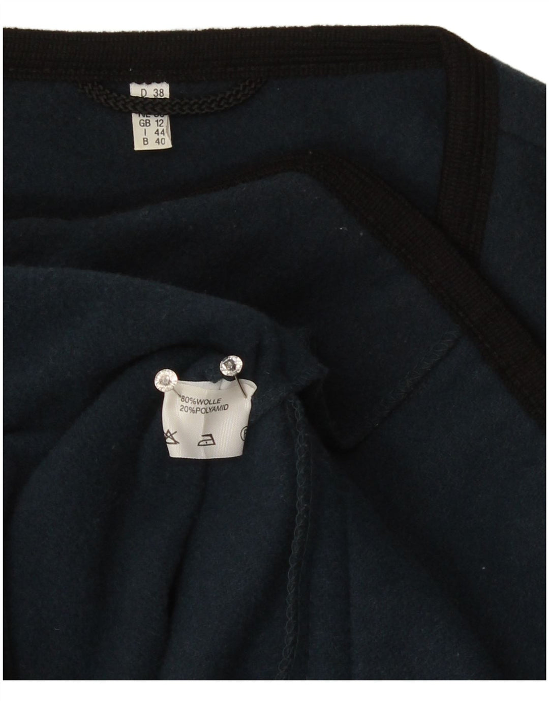 Vintage dame cardigan sweater UK 12 Mellem marineblå uld