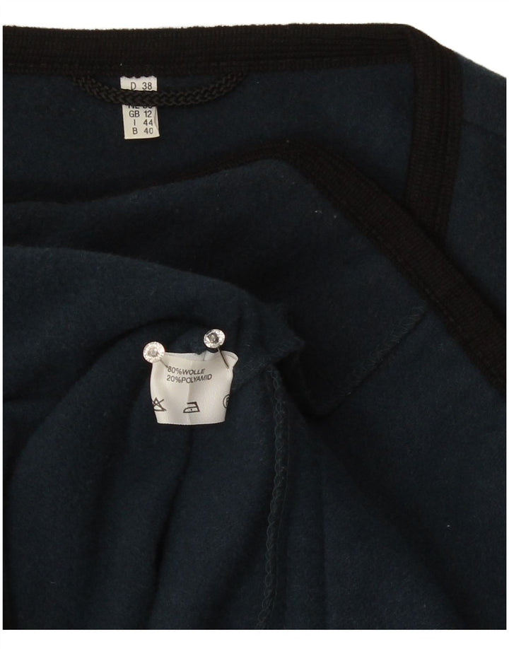 Vintage dame cardigan sweater UK 12 Mellem marineblå uld