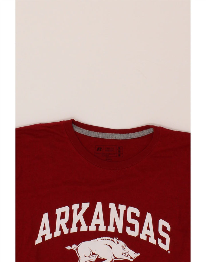 RUSSELL ATHLETIC Mens Arkansas Graphic Top Long Sleeve Medium Red Cotton Vintage Russell Athletic and Second-Hand Russell Athletic from Messina Hembry 