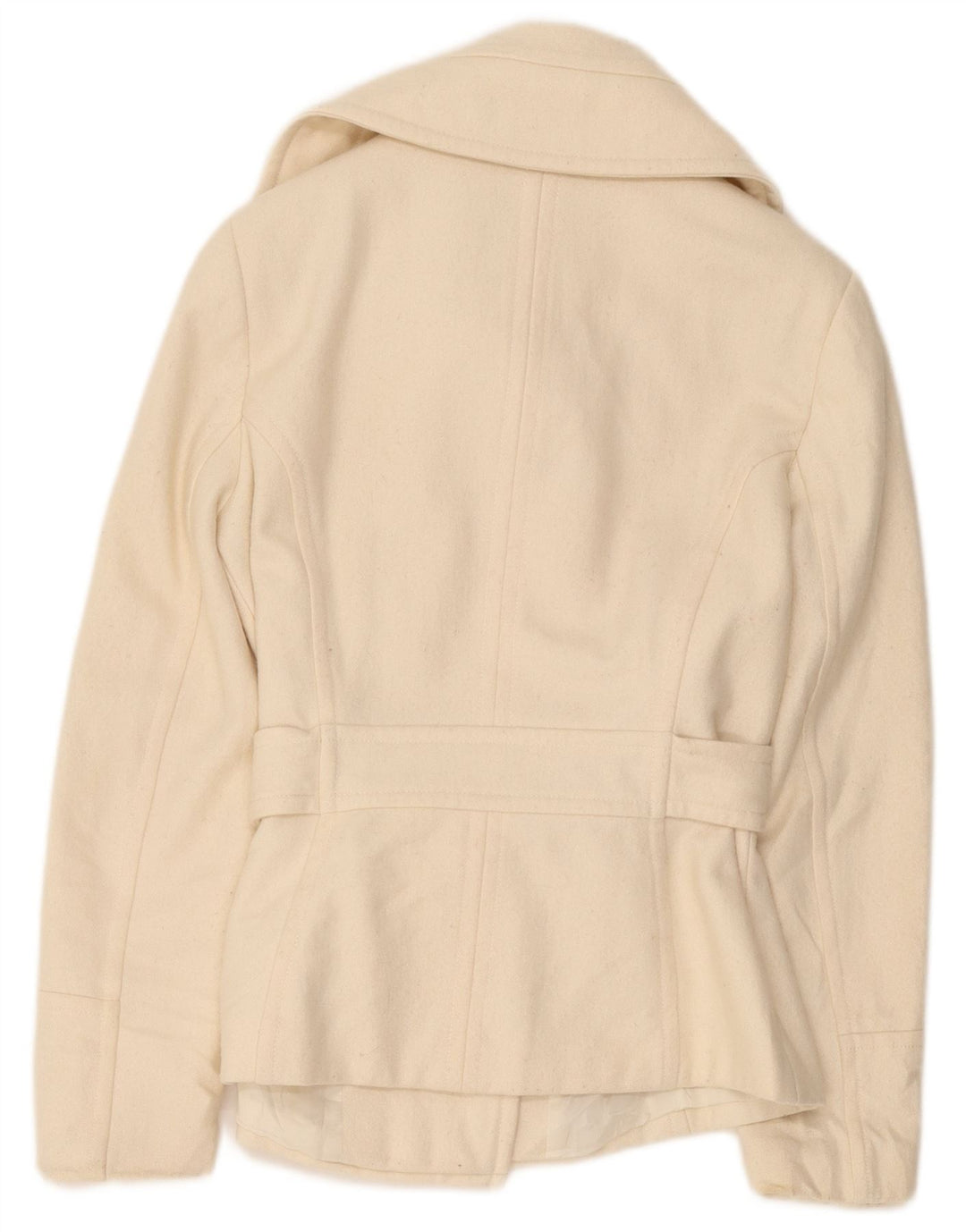 Zara Womens Pea Coat UK 12 Medium Off White Uld