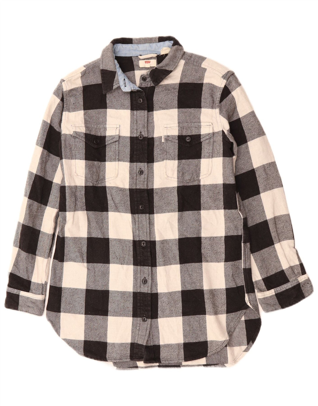 Levi's Dame Oversized Flannel Shirt UK 10 Lille sort ternet bomuld
