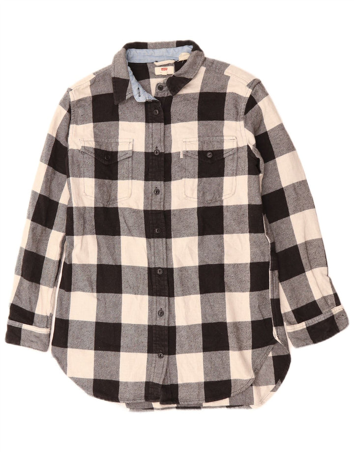 Levi's Dame Oversized Flannel Shirt UK 10 Lille sort ternet bomuld