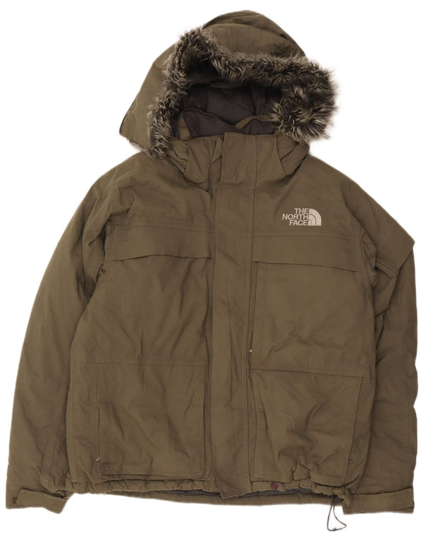 The North Face Herre Hooded Padded Jacket UK 38 Medium Khaki Nylon