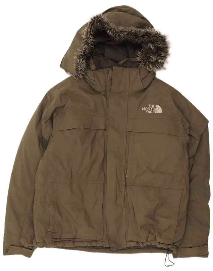 The North Face Herre Hooded Padded Jacket UK 38 Medium Khaki Nylon