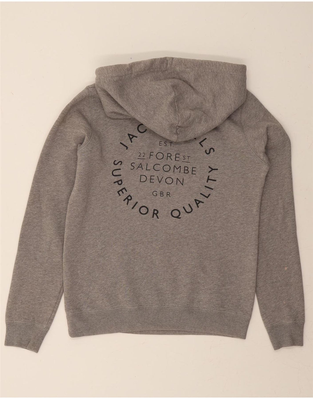JACK WILLS Womens Salcombe Devon Graphic Hoodie Jumper UK 10 Small Grey Vintage Jack Wills and Second-Hand Jack Wills from Messina Hembry 